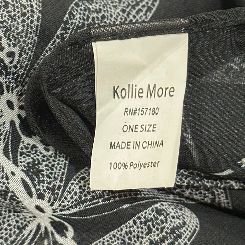 NEW Black & Ivory Leaf Print Scarf | Versatile | Lightweight Year Round
